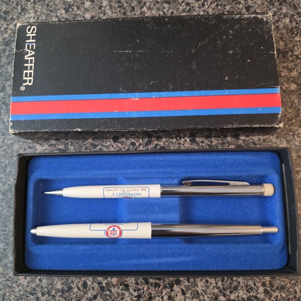 Vintage Sheaffer Pen Pencil Set Dailey Oil Tools Houston TX Oilfield Advertising